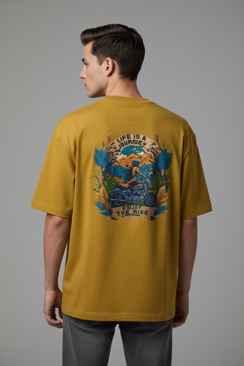 JenaKart ENJOY THE RIDE™ Oversized Unisex Biker Graphic T-Shirt