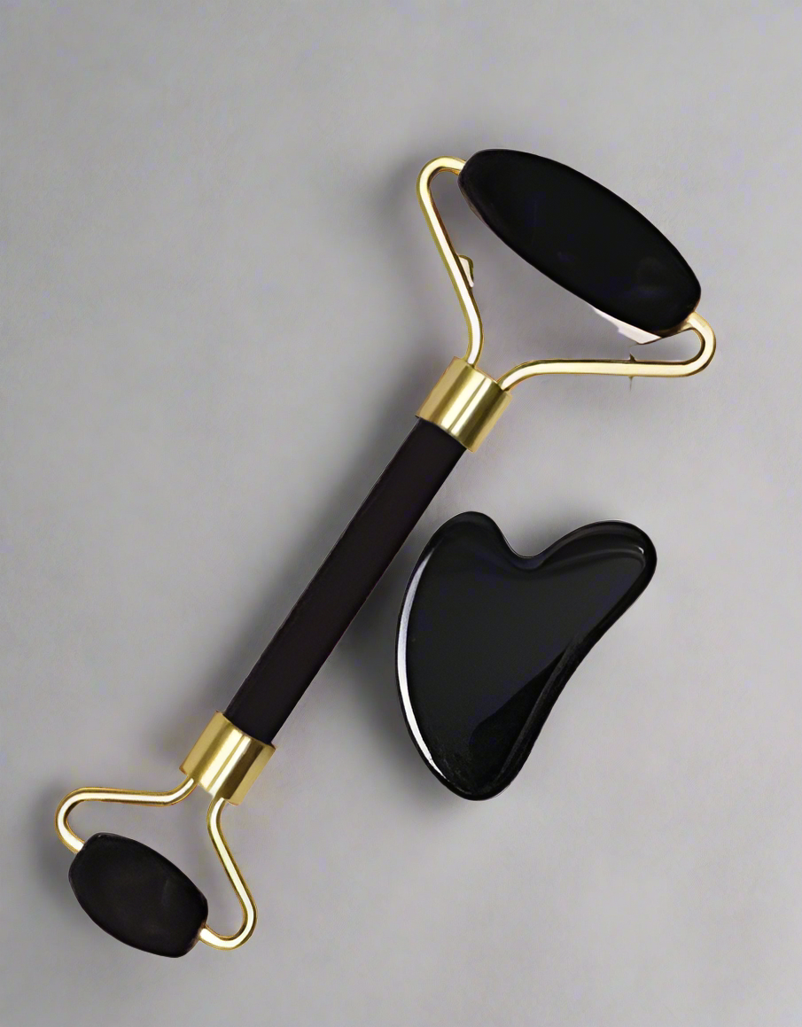 Obsidian Jade Facial Roller Obsidian Jade Facial Roller & Gua Sha Set 100% Natural Source Massager
