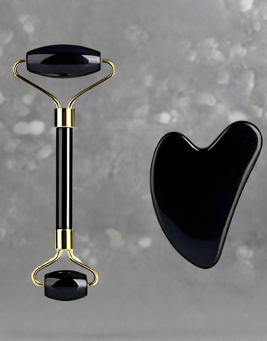 Obsidian Jade Facial Roller Obsidian Jade Facial Roller & Gua Sha Set 100% Natural Source Massager