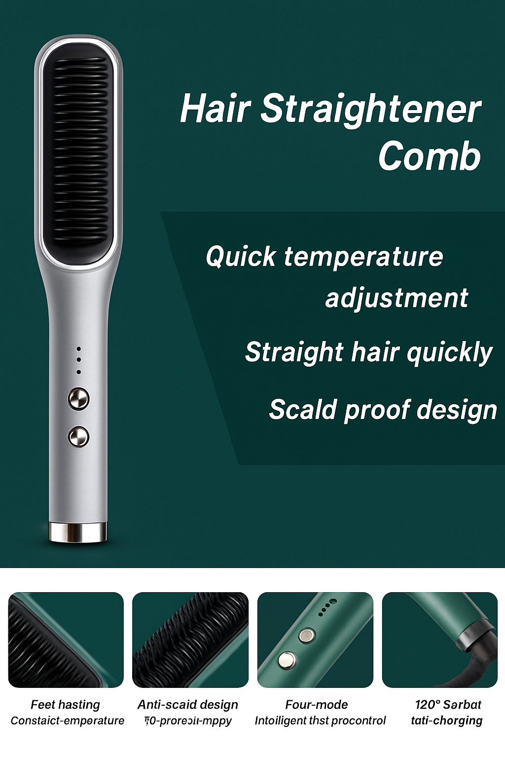 Hair Straightener Comb for Women Hair Straightener Brush  (Multicolor)