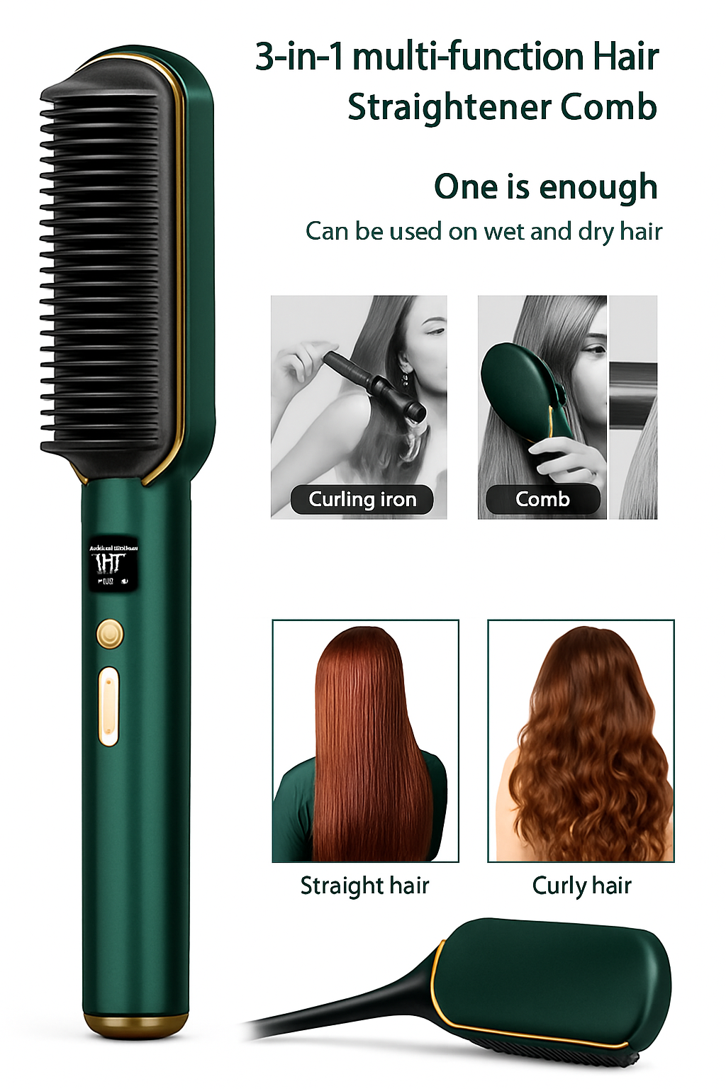 Hair Straightener Comb for Women Hair Straightener Brush  (Multicolor)